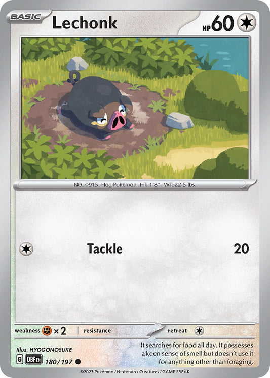 (180/197) Pokemon TCG Obsidian Flames Single: Lechonk  Reverse Holo Common