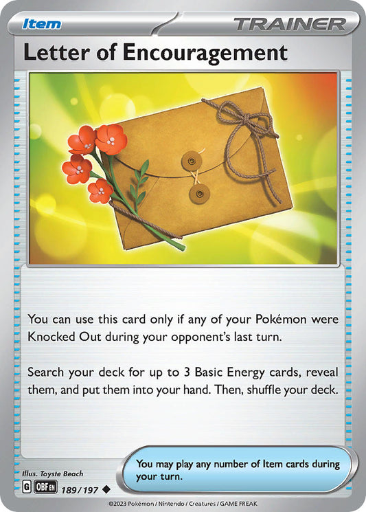 (189/197) Pokemon TCG Obsidian Flames Single: Letter of Encouragement Reverse Holo Uncommon