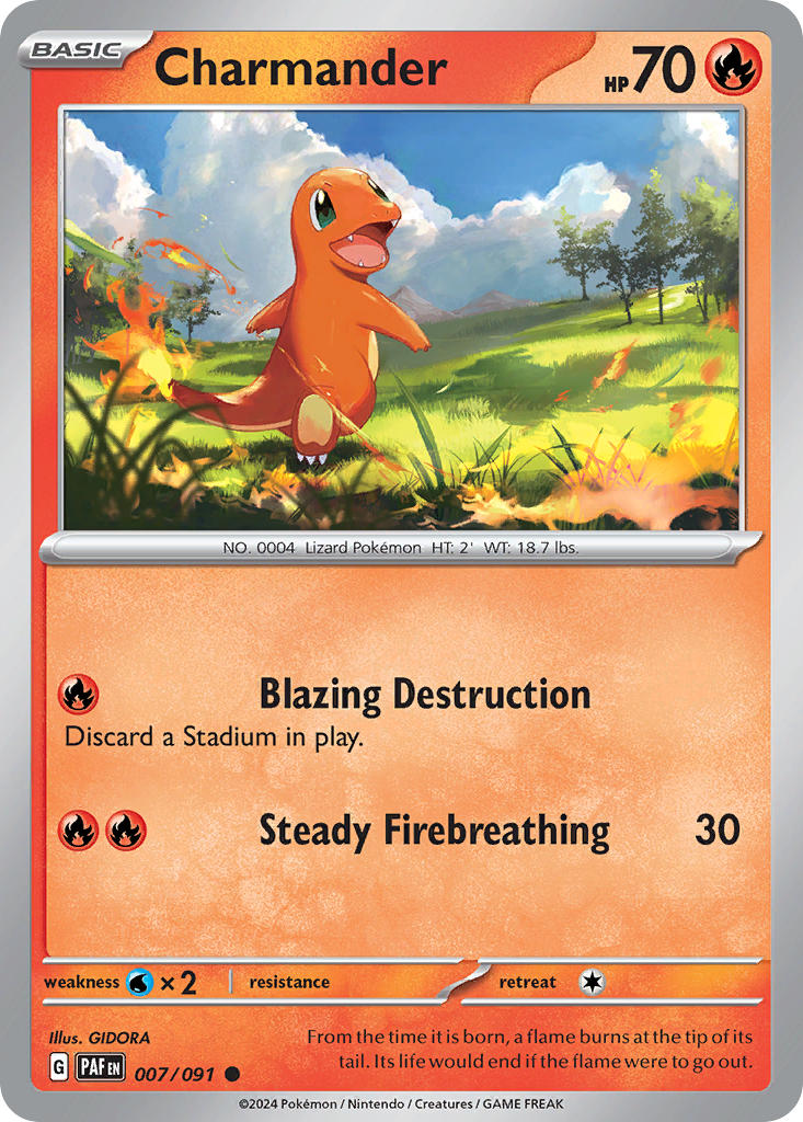 (007/091) Pokemon TCG Paldean Fates Single: Charmander  Reverse Holo Common