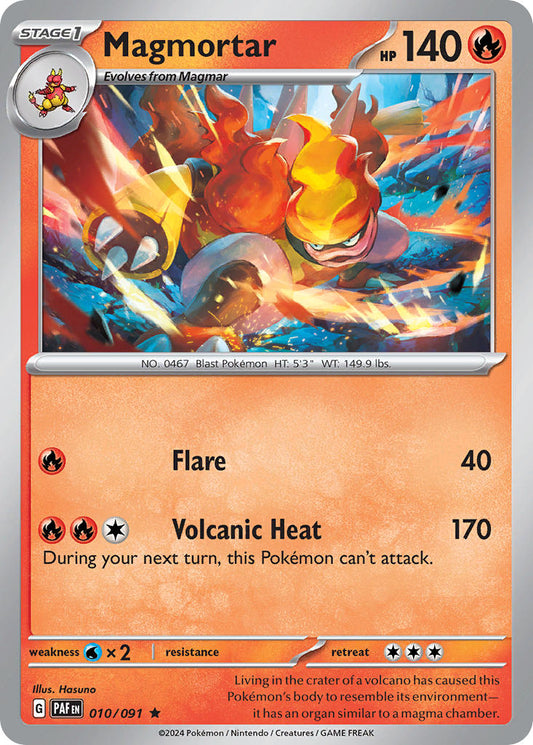 (010/091) Pokemon TCG Paldean Fates Single: Magmortar  Reverse Holo Rare