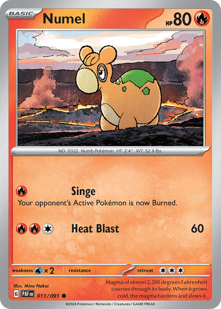 (011/091) Pokemon TCG Paldean Fates Single: Numel   Common