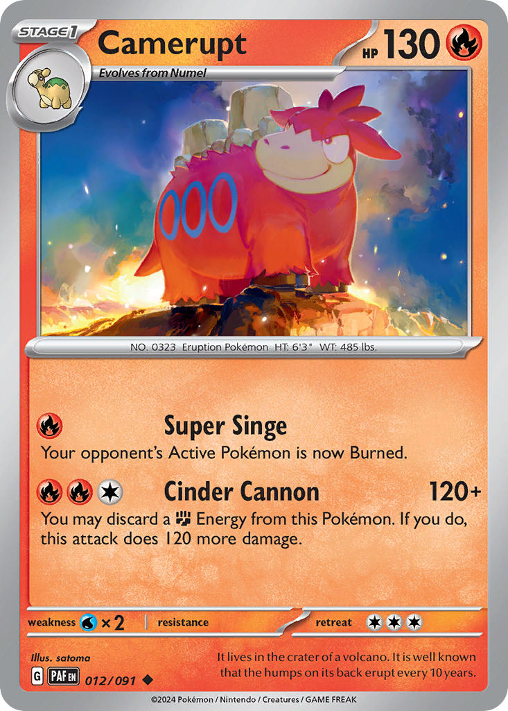 (012/091) Pokemon TCG Paldean Fates Single: Camerupt   Uncommon