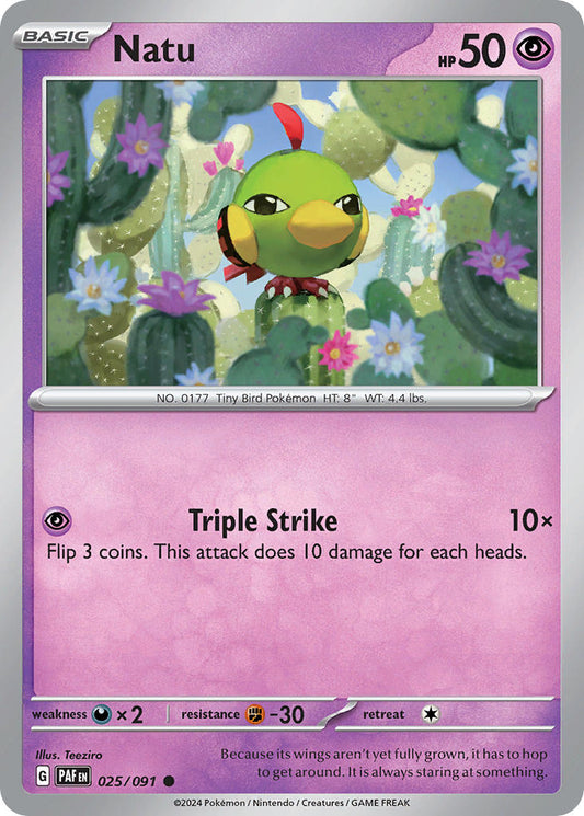 (025/091) Pokemon TCG Paldean Fates Single: Natu  Reverse Holo Common