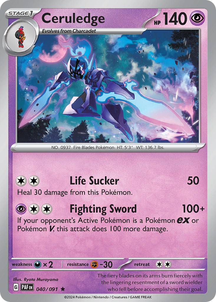 (040/091) Pokemon TCG Paldean Fates Single: Ceruledge  Reverse Holo Rare
