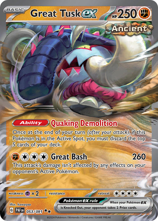 (053/091) Pokemon TCG Paldean Fates Single: Great Tusk ex   Double Rare