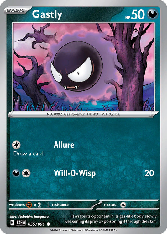 (055/091) Pokemon TCG Paldean Fates Single: Gastly  Reverse Holo Common