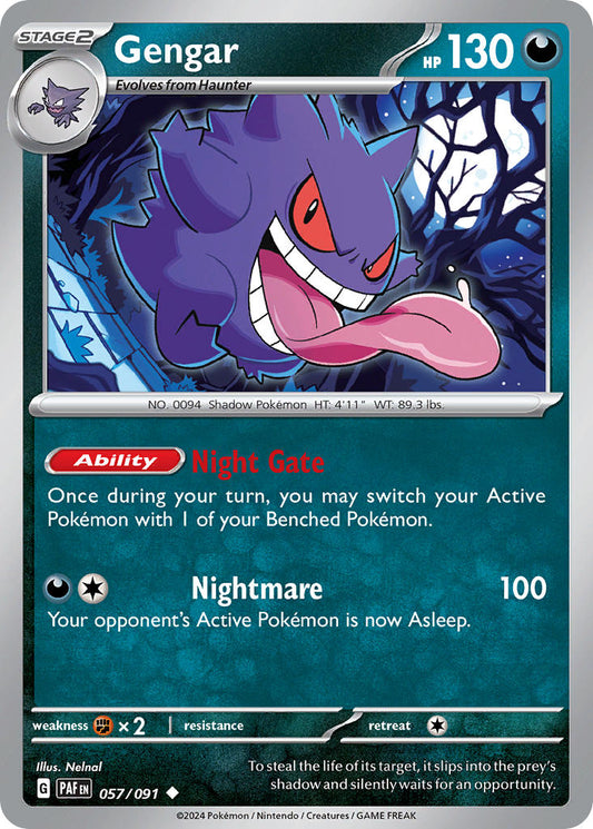 (057/091) Pokemon TCG Paldean Fates Single: Gengar   Uncommon