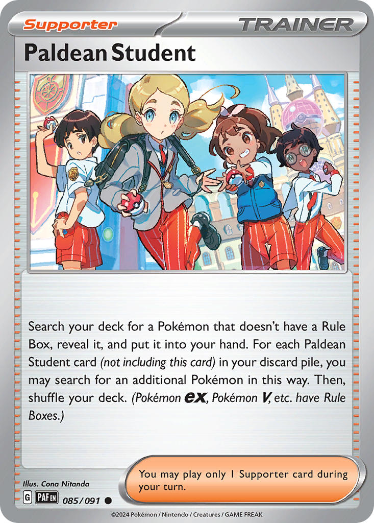 (085/091) Pokemon TCG Paldean Fates Single: Paldean Student Reverse Holo Common