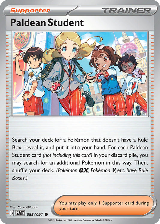 (085/091) Pokemon TCG Paldean Fates Single: Paldean Student Reverse Holo Common