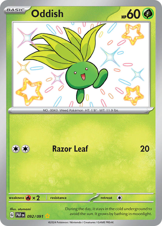 (092/091) Pokemon TCG Paldean Fates Single: Oddish   Shiny Rare