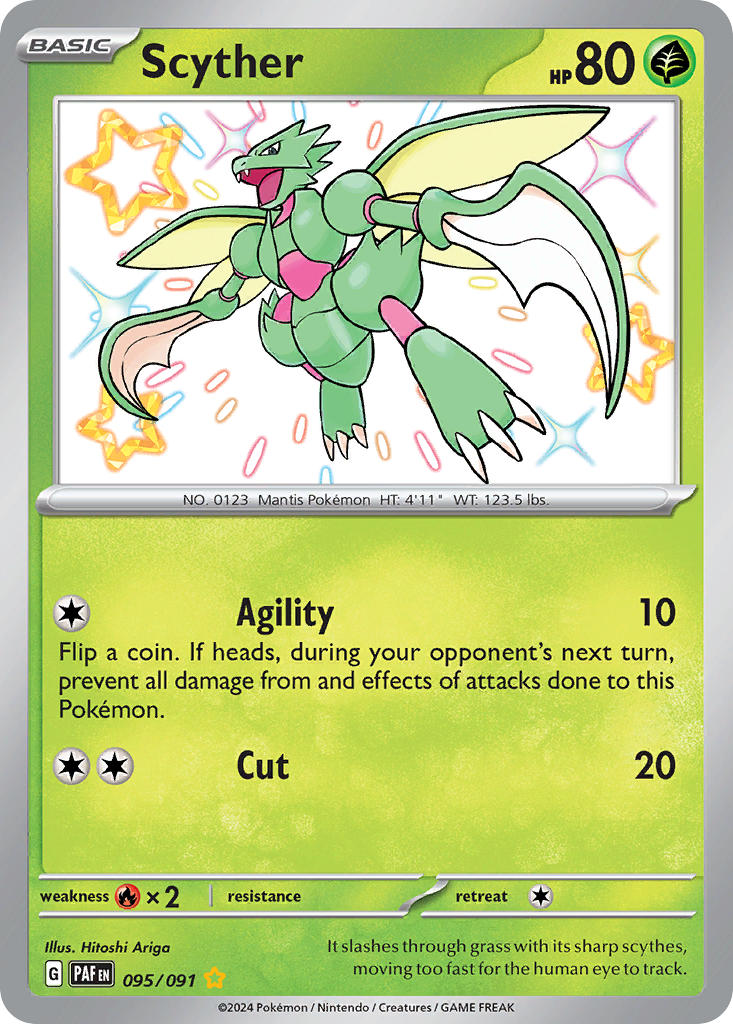 (095/091) Pokemon TCG Paldean Fates Single: Scyther   Shiny Rare