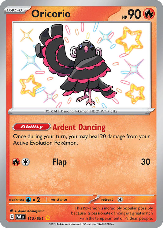 (113/091) Pokemon TCG Paldean Fates Single: Oricorio   Shiny Rare