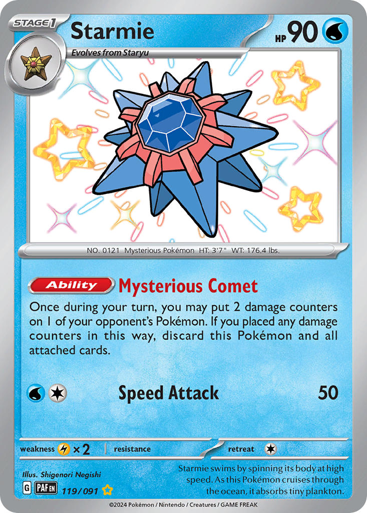 (119/091) Pokemon TCG Paldean Fates Single: Starmie   Shiny Rare