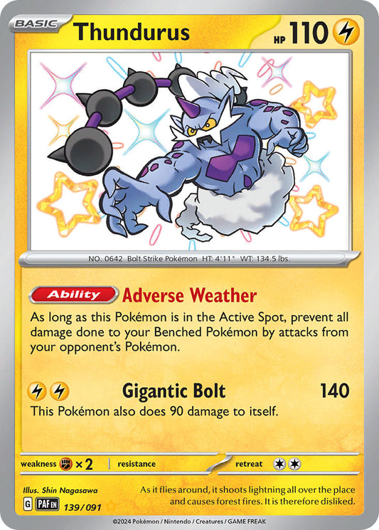 (139/091) Pokemon TCG Paldean Fates Single: Thundurus   Shiny Rare