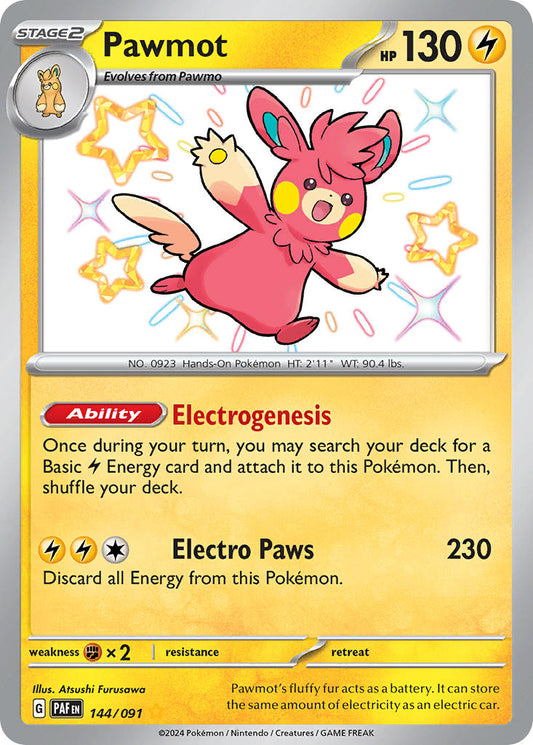 (144/091) Pokemon TCG Paldean Fates Single: Pawmot   Shiny Rare
