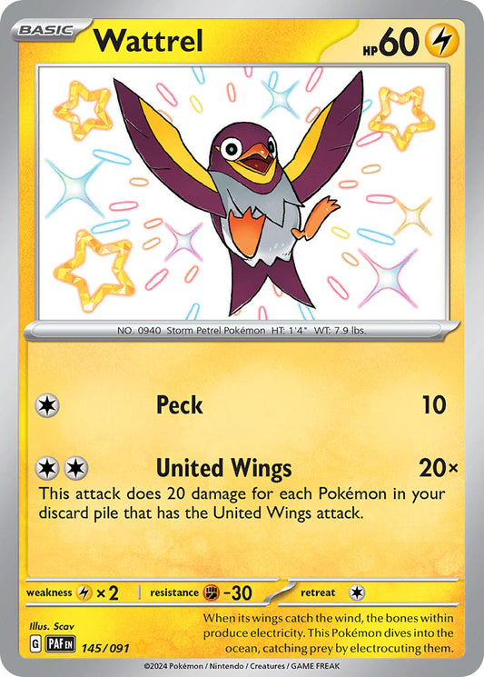 (145/091) Pokemon TCG Paldean Fates Single: Wattrel   Shiny Rare
