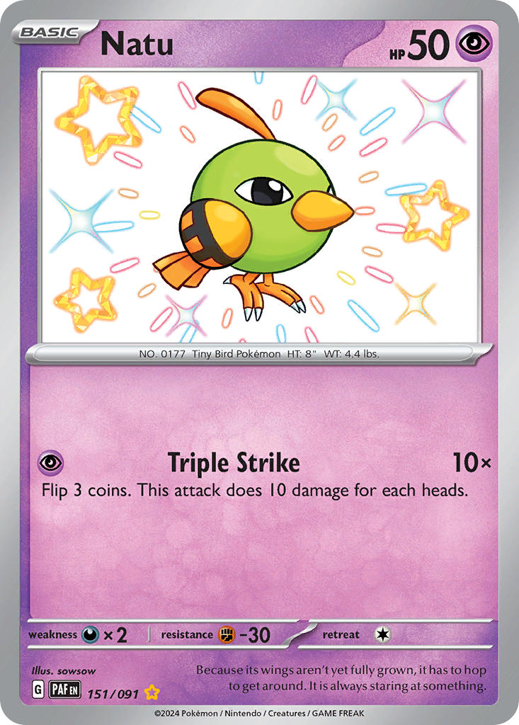 (151/091) Pokemon TCG Paldean Fates Single: Natu   Shiny Rare