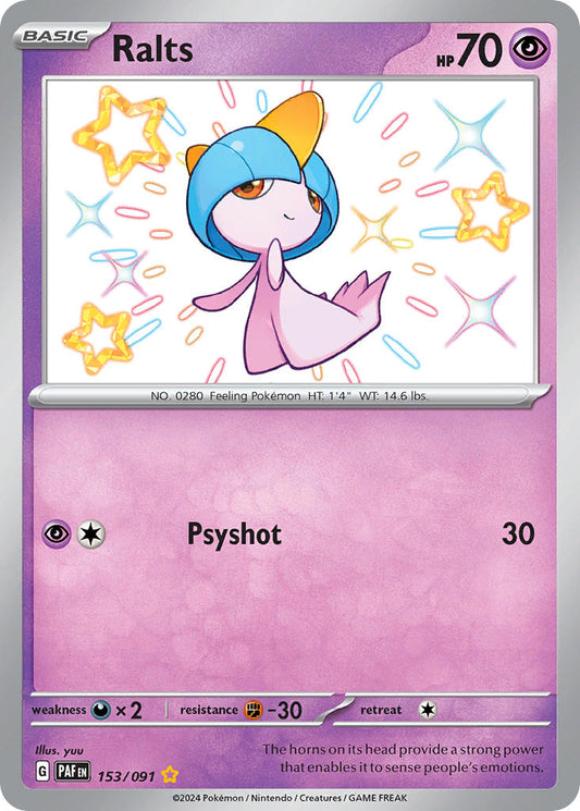 (153/091) Pokemon TCG Paldean Fates Single: Ralts   Shiny Rare
