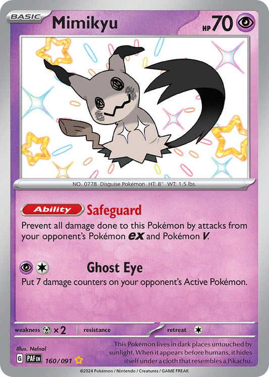 (160/091) Pokemon TCG Paldean Fates Single: Mimikyu   Shiny Rare