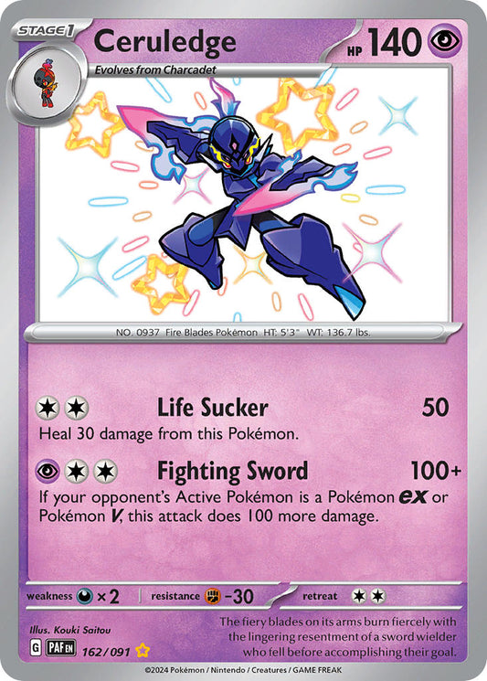 (162/091) Pokemon TCG Paldean Fates Single: Ceruledge   Shiny Rare