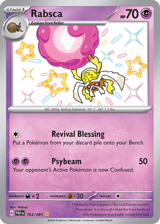 (163/091) Pokemon TCG Paldean Fates Single: Rabsca   Shiny Rare