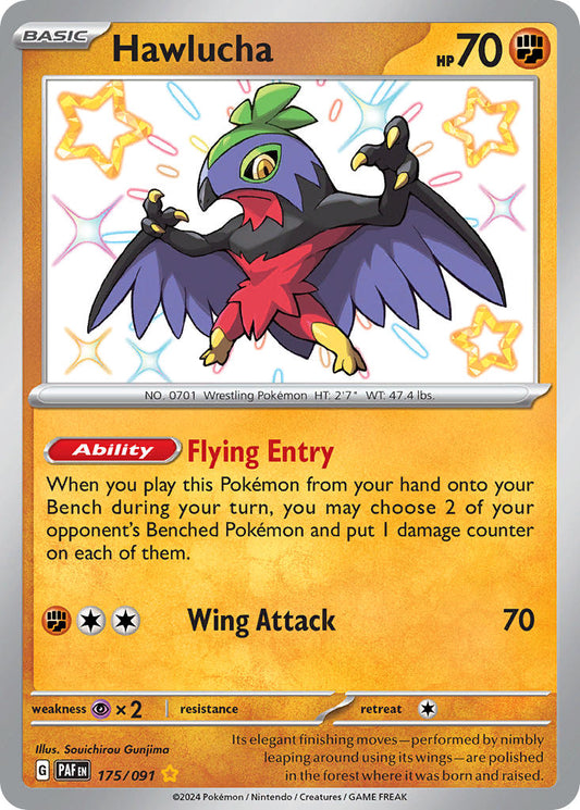 (175/091) Pokemon TCG Paldean Fates Single: Hawlucha   Shiny Rare