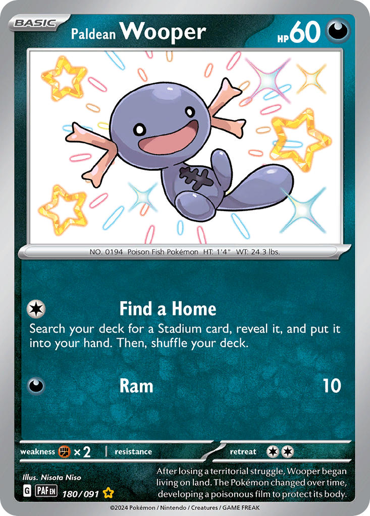 (180/091) Pokemon TCG Paldean Fates Single: Paldean Wooper   Shiny Rare