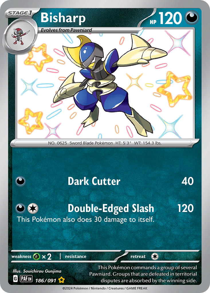 (186/091) Pokemon TCG Paldean Fates Single: Bisharp   Shiny Rare