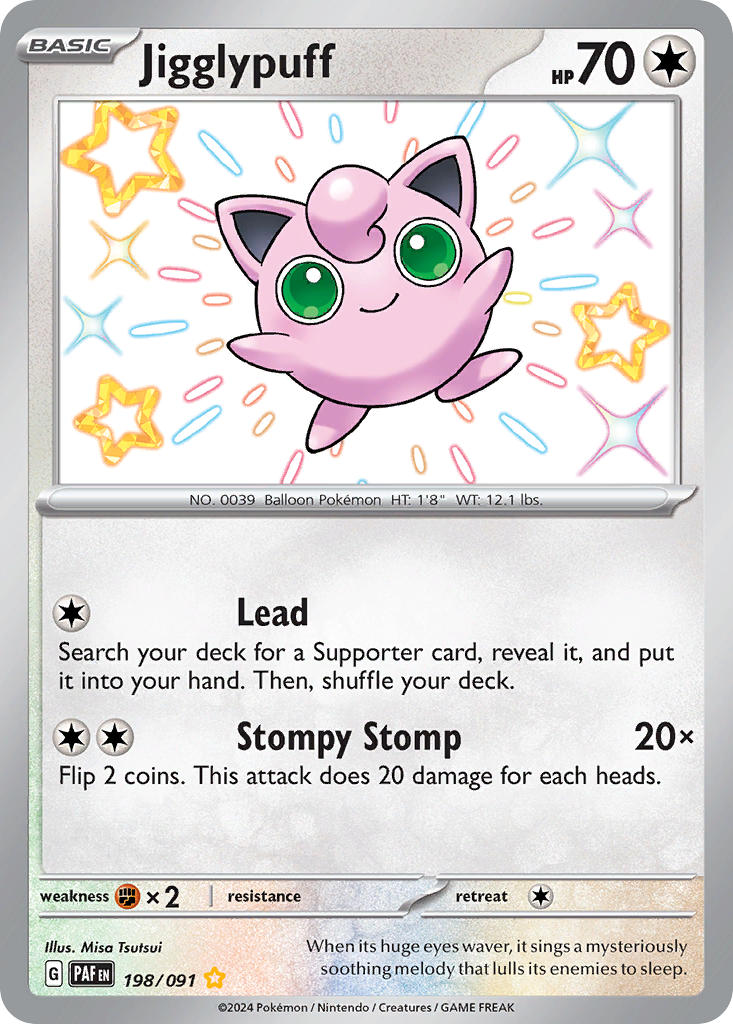 (198/091) Pokemon TCG Paldean Fates Single: Jigglypuff   Shiny Rare