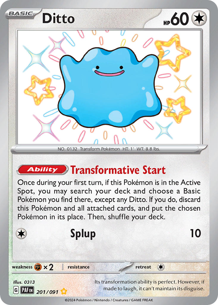 (201/091) Pokemon TCG Paldean Fates Single: Ditto   Shiny Rare