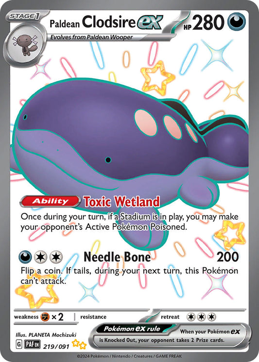 (219/091) Pokemon TCG Paldean Fates Single: Paldean Clodsire ex   Shiny Ultra Rare