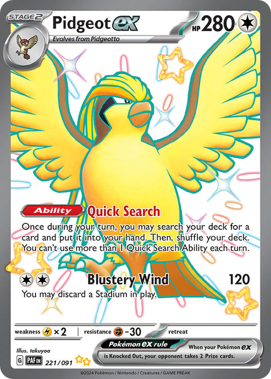 (221/091) Pokemon TCG Paldean Fates Single: Pidgeot ex   Shiny Ultra Rare