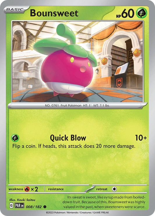 (008/182) Pokemon TCG Paradox Rift Single: Bounsweet  Reverse Holo Common
