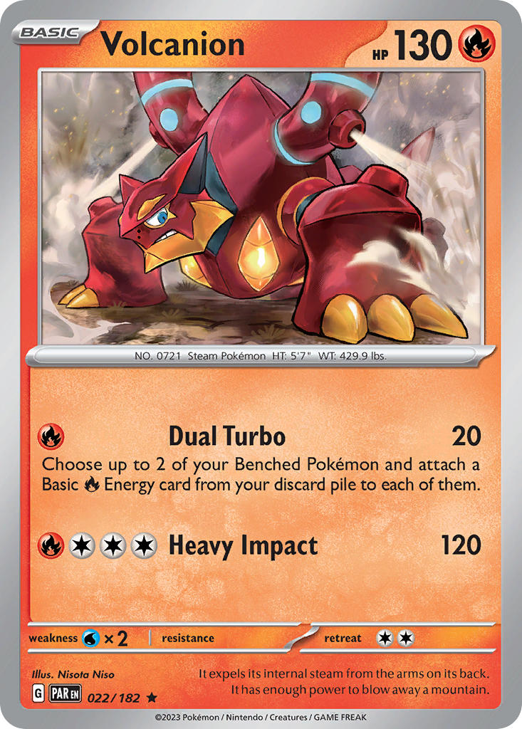 (022/182) Pokemon TCG Paradox Rift Single: Volcanion  Reverse Holo Rare