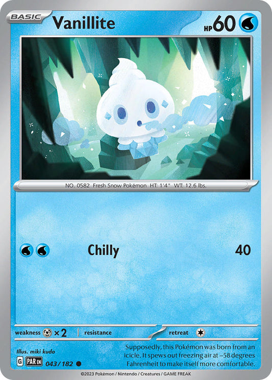 (043/182) Pokemon TCG Paradox Rift Single: Vanillite   Common