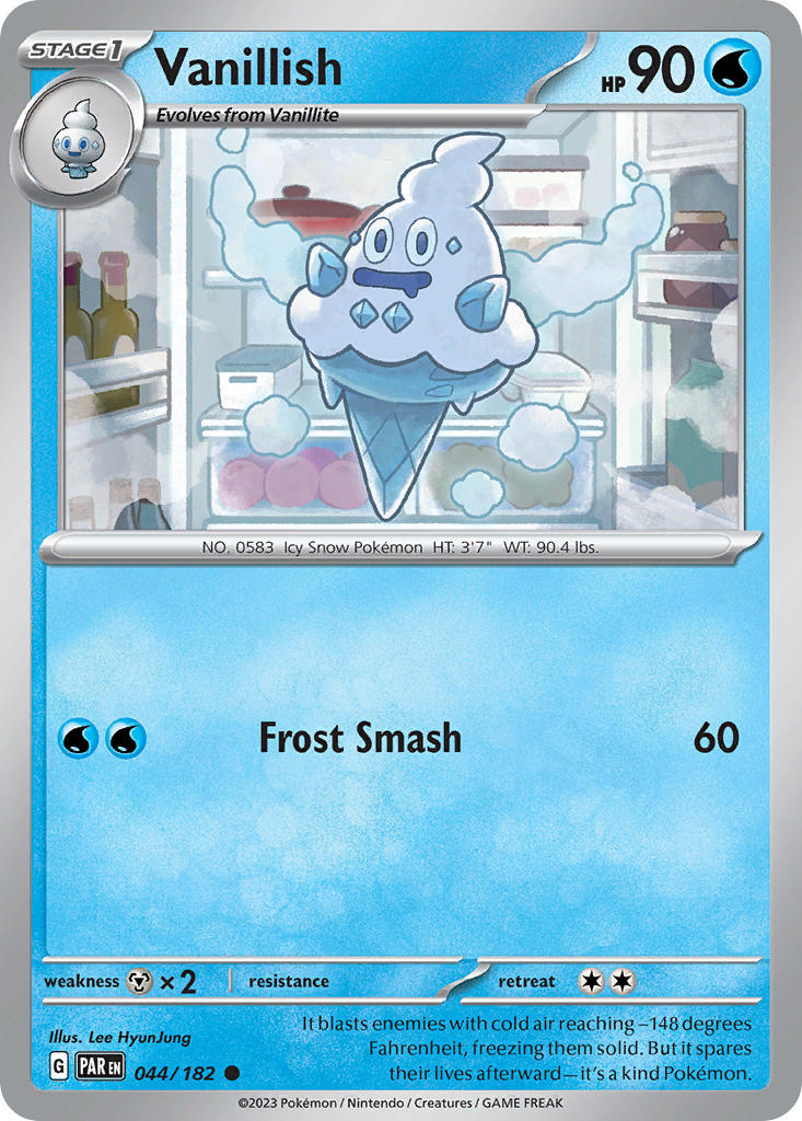 (044/182) Pokemon TCG Paradox Rift Single: Vanillish  Reverse Holo Common