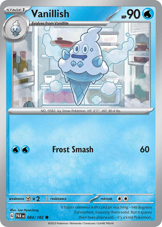 (044/182) Pokemon TCG Paradox Rift Single: Vanillish  Reverse Holo Common