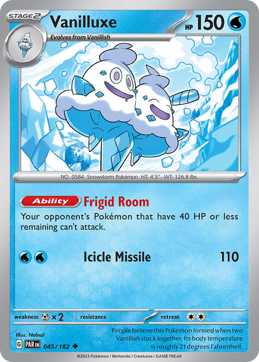 (045/182) Pokemon TCG Paradox Rift Single: Vanilluxe  Reverse Holo Uncommon