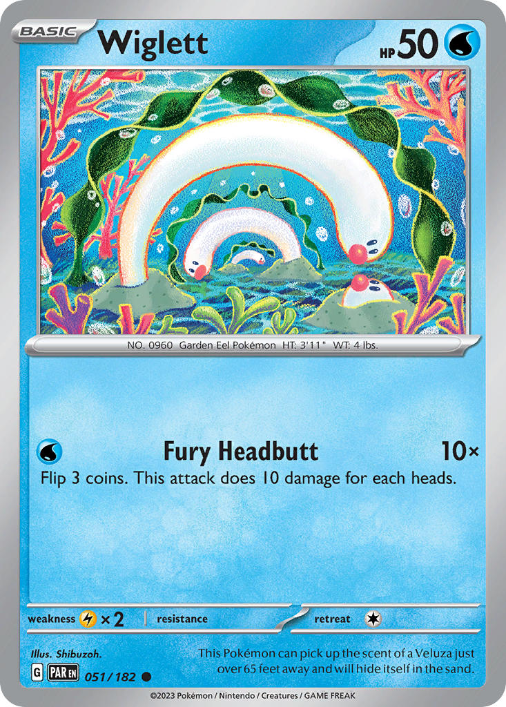 (051/182) Pokemon TCG Paradox Rift Single: Wiglett  Reverse Holo Common