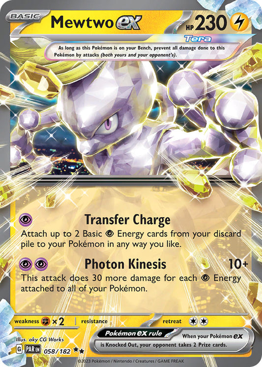 (058/182) Pokemon TCG Paradox Rift Single: Mewtwo ex   Double Rare
