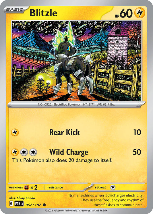 (062/182) Pokemon TCG Paradox Rift Single: Blitzle  Reverse Holo Common