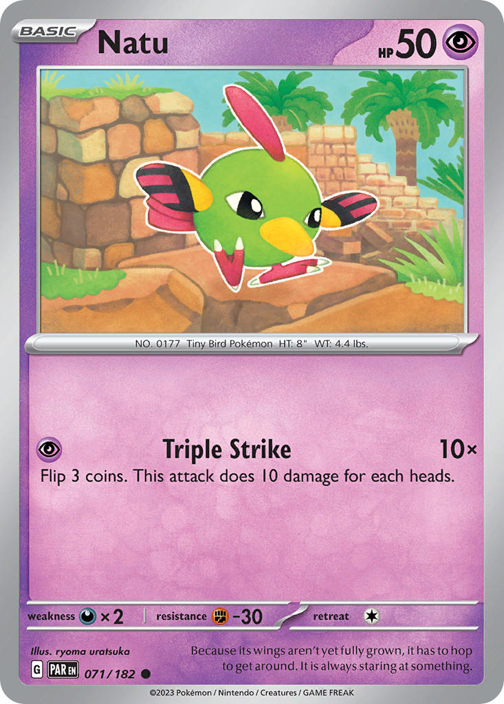 (071/182) Pokemon TCG Paradox Rift Single: Natu  Reverse Holo Common