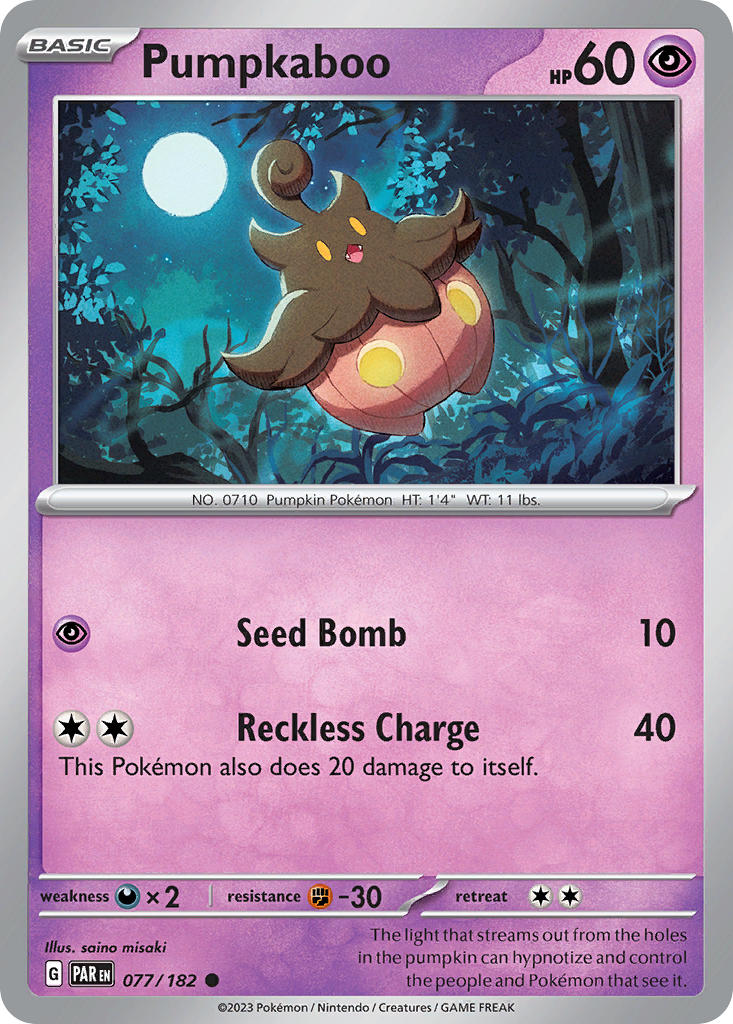 (077/182) Pokemon TCG Paradox Rift Single: Pumpkaboo   Common