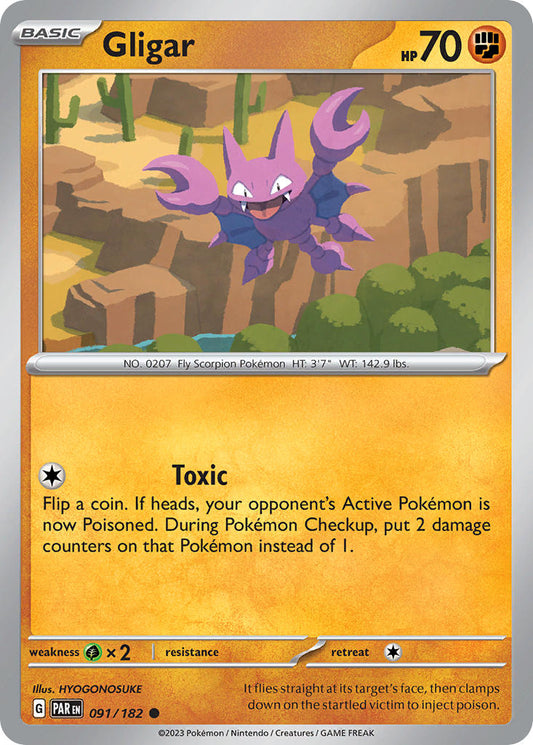 (091/182) Pokemon TCG Paradox Rift Single: Gligar   Common