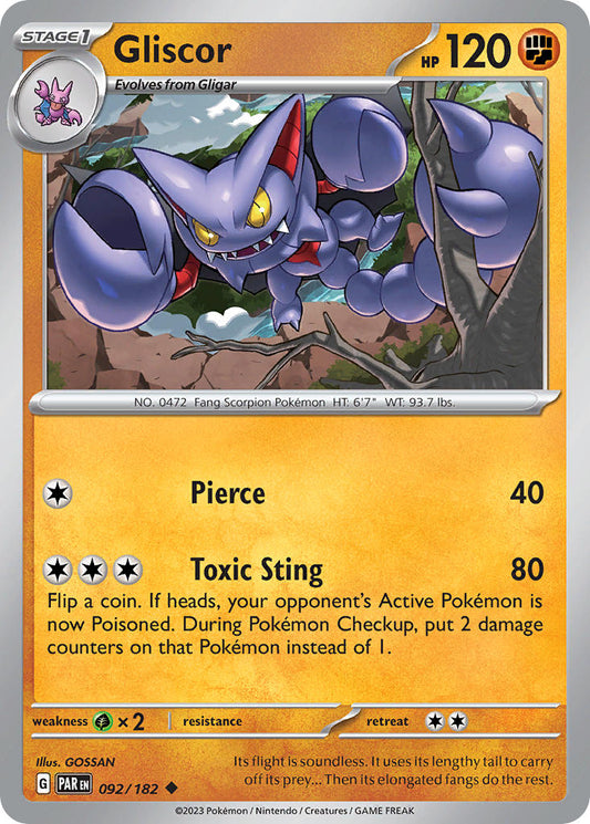 (092/182) Pokemon TCG Paradox Rift Single: Gliscor  Reverse Holo Uncommon
