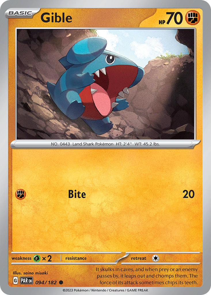 (094/182) Pokemon TCG Paradox Rift Single: Gible   Common