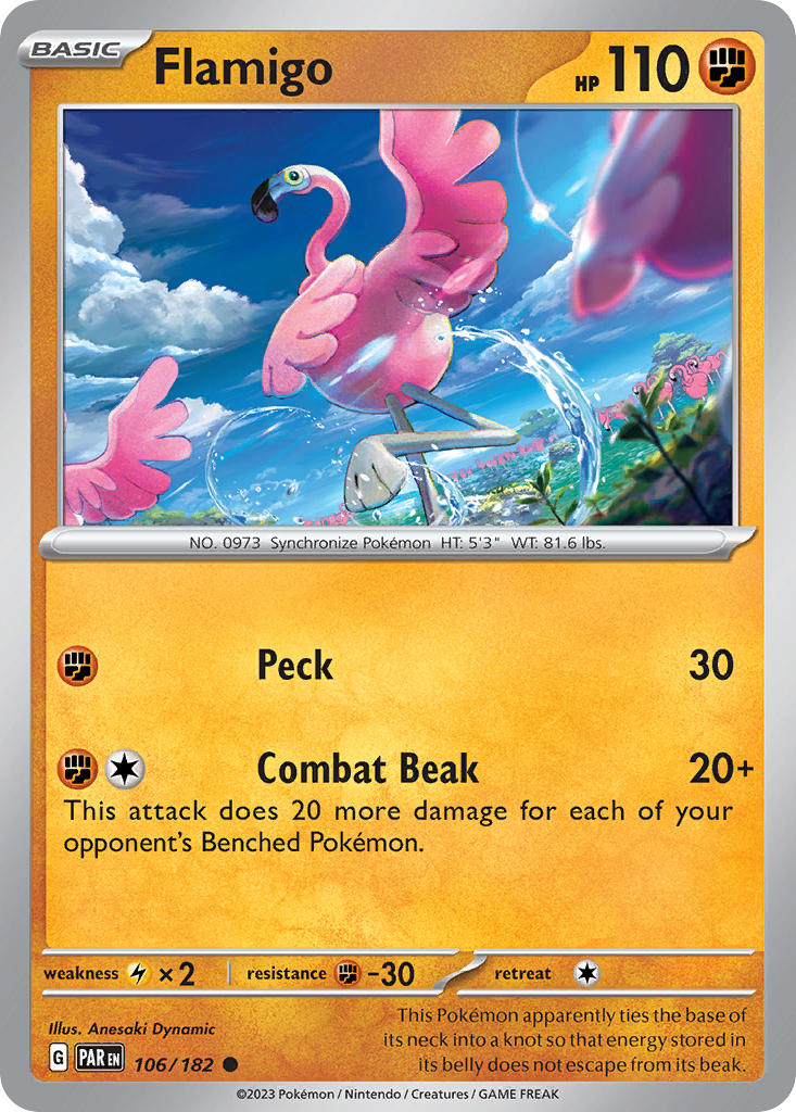 (106/182) Pokemon TCG Paradox Rift Single: Flamigo   Common