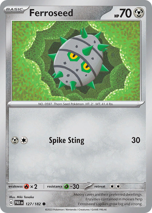 (127/182) Pokemon TCG Paradox Rift Single: Ferroseed  Reverse Holo Common