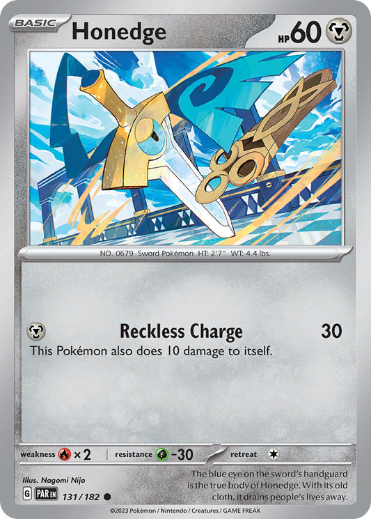 (131/182) Pokemon TCG Paradox Rift Single: Honedge  Reverse Holo Common