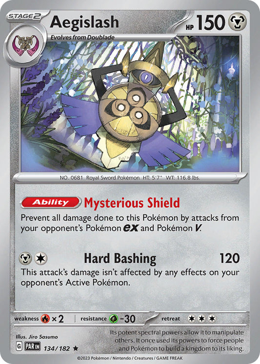 (134/182) Pokemon TCG Paradox Rift Single: Aegislash  Reverse Holo Rare